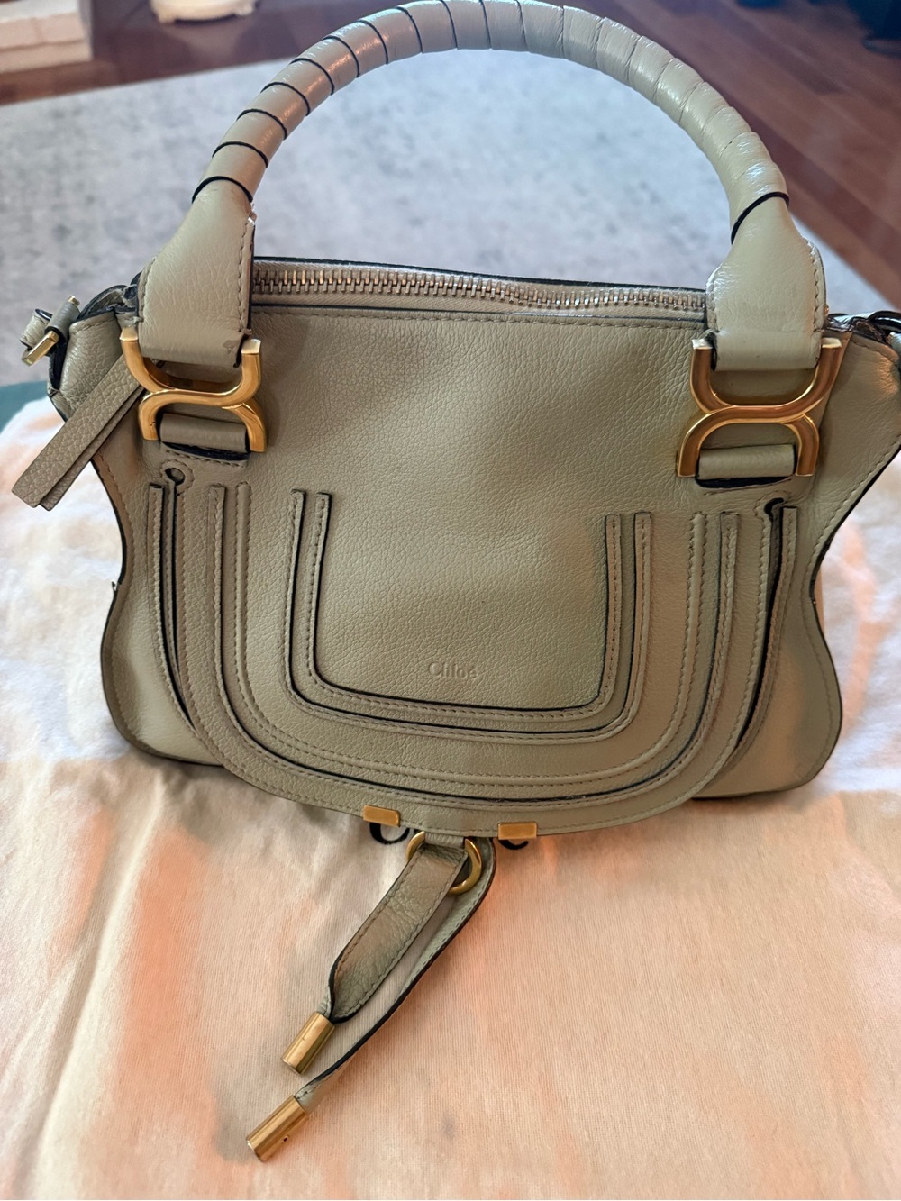 Chloé Small Top-Handle Shoulder Bag in Light Beige